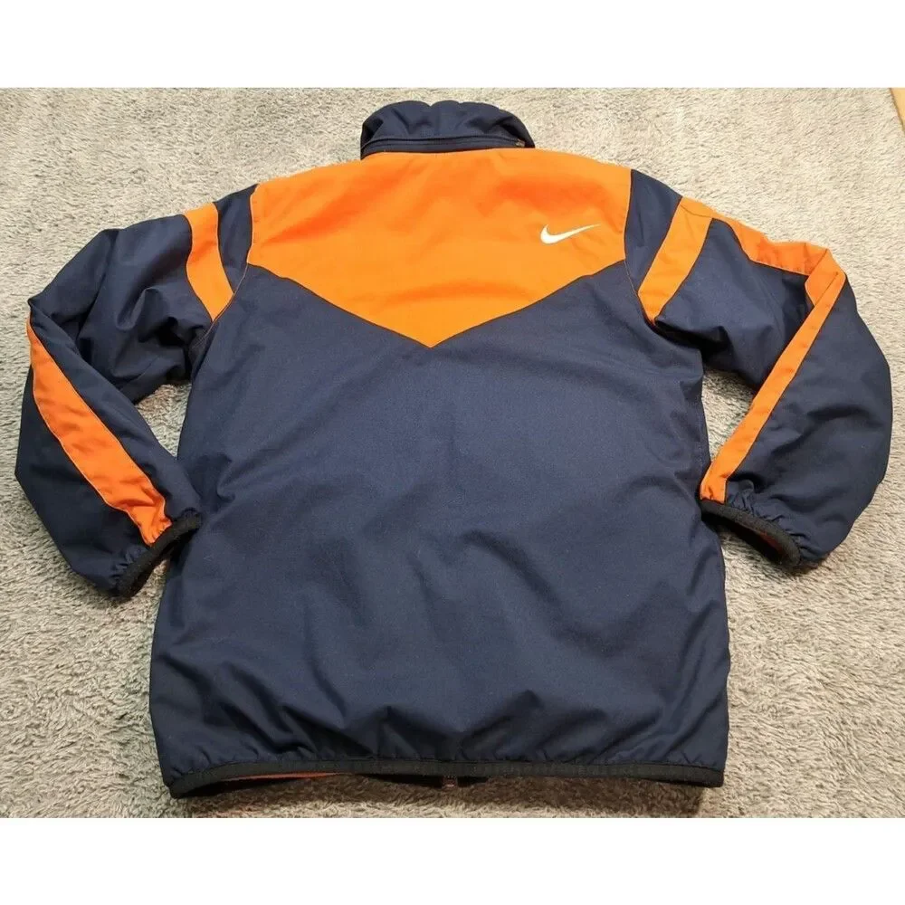 VTG Nike Puffer Jacket Boys Medium 10-12 Youth Fleece Reversible 90s Y2K Illini